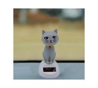 (Grey) 1pc Solar-Powered Shaking Head Cat Car Decoration - Interior Automotive Accessory
