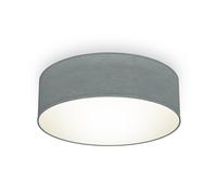 B.K.Licht - Fabric Ceiling Light, Flush Mount Textile Lampshade, 1 E27 Socket, max. 40 watt Bulb, Livingroom Ceiling Light, Bedroom Ceiling Light, Hallway Lighting, Soft Light Lamp, 30x10 cm, Grey