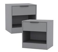 (Grey , 2) 1-Drawer Bedside Table Cabinet Nightstand Storage Shelf Unit