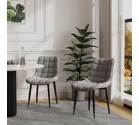 (Grey, 2) Nova Modern Velvet Dining Chair Padded Seat Metal Legs