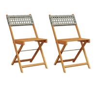 (grey, 2 pcs) vidaXL Bistro Chairs Outdoor Dining Chair Solid Wood Acacia and Poly Rattan