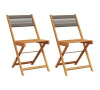 (grey, 2 pcs) vidaXL Bistro Chairs Outdoor Dining Chair Solid Wood Acacia and Polypropylene