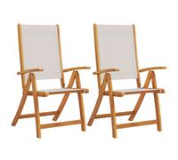 (grey, 2 pcs) vidaXL Folding Garden Chairs Dining Chair Solid Wood Acacia and Textilene