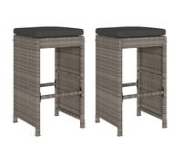 (grey, 2 pcs) vidaXL Garden Bar Stools with Cushions Pub Stool Chair Bar Chair Poly Rattan
