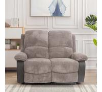 (Grey, 2 Seater Sofa Only) Fabric Jumbo Cord Sofa 3 Seater 2 Seater Chair Recliners Grey or Brown