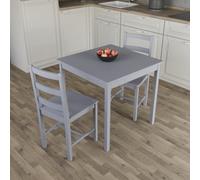 (Grey, 2 Seater) Yorkshire Home Wooden Dining Table & Chairs Set