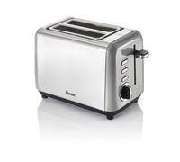 Grey 2 Slice Toaster Stainless Steel Variable Browning Control Defrost Swan