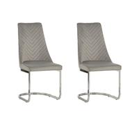 (Grey, 2) Soft Velvet With Silver Chrome Frame Dining Chairs
