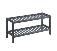 (GREY, 2 TIER) 2/3 Tier Bamboo Shoe Rack - Contemporary Shoe Organizer with Ample Storage