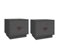 Vidaxl Bedside Cabinets 2 Pcs Grey 40X34X35 Cm Solid Wood Pine, Grey