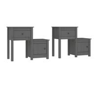 (Grey, 2) vidaXL 1/2x Solid Wood Pine Bedside Cabinet End Table Cabinet Multi Colours