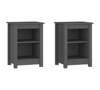 (Grey, 2) vidaXL 1/2x Solid Wood Pine Bedside Cabinet Nightstand End Table Multi Colours