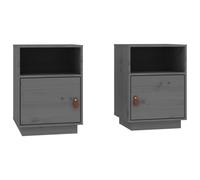 Vidaxl Bedside Cabinets 2 Pcs Grey 40X34X55 Cm Solid Wood Pine, Grey