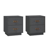 (Grey, 2) vidaXL 1/2x Solid Wood Pine Bedside Cabinet Nightstand End Table Multi Colours