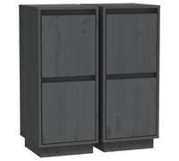 vidaXL Sideboards 2 pcs Grey 31.5x34x75 cm Solid Wood Pine