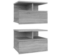Vidaxl Floating Nightstand 2 Pcs Grey Sonoma 40X31X27 Cm Engineered Wood