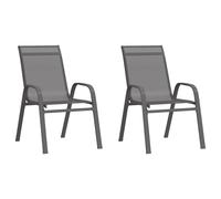 (grey, 2) vidaXL Stackable Garden Chairs Outdoor Chairs Dining Chair Textilene Fabric