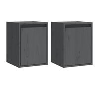 (grey, 2) vidaXL Wall Cabinet Hanging Storage Cabinet Wall Cupboard Solid Wood Pine