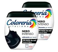 Grey 2 x Coloreria Italiana Dye for Washing Machine Fabrics Intense Black All-in-One Formula - 2 Single Dose Packs of 350 g