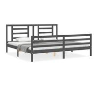 (grey, 200 x 200 cm) vidaXL Bed Frame Bed Base Platform Bed with Headboard Small Single Solid Wood