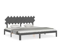 (grey, 200 x 200 cm) vidaXL Bed Frame Bed Base Wooden Platform Bed with Headboard Double Solid Wood