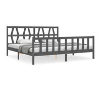 (grey, 200 x 200 cm) vidaXL Bed Frame Platform Bed with Headboard Black Small Single Solid Wood