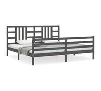 (grey, 200 x 200 cm) vidaXL Bed Frame Platform Bed with Headboard Black Super King Size Solid Wood