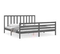 (grey, 200 x 200 cm) vidaXL Bed Frame Platform Bed with Headboard White Super King Size Solid Wood