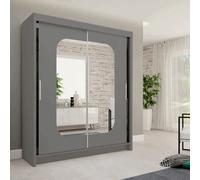 (Grey , 203 cm ) Modern Double Sliding Mirror Door wardrobe