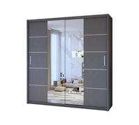(Grey, 203) Dubna Center Mirror Double Door Sliding Wardrobe