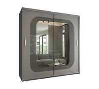 (Grey, 203cm) Virginia Mirrored Sliding Wardrobe with LED Light