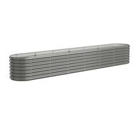 vidaXL Garden Raised Bed-Grey Powder-Coated Steel 260x40x36 cm-Oval Planter for Outdoor/Indoor, Weather-Resistant Grow Space