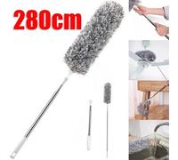Grey 280Cm Extendable Feather Duster Telescopic Magic Dust Brush Long Reach Handle