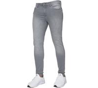 (Grey, 28S) Ze Enzo Mens Skinny Jeans Slim Fit Super Stretch Denim Pants