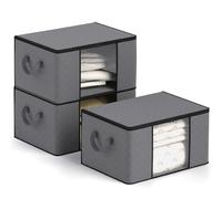 (Grey) 3 Pack 90L Large Clothes Storage Bags