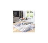(Grey) 3-Piece Dining Table and Bench Set 4-Person Dinette