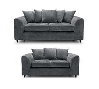 (Grey, 3 Plus 2 Set) Dylan Chenille Fabric Sofa Set