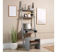 Ladder Shelf Desk and Storage Stool Set Home Source Grey One Size