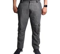 (Grey, 38W x 32L) Mens Combat Jeans Cargo Denim Trousers Work Pants