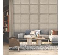 Grey 3D Panelled Wallpaper Smooth Brown Weave Wood Grain Effect Rasch 285788