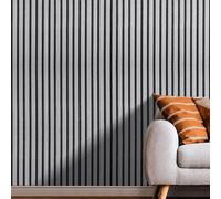 Grey 3D Wooden Slat Panel Wallpaper
