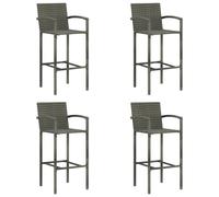 (grey, 4 pcs) vidaXL Bar Stools Dining Stool Chairs Kitchen Stool with Backrest Poly Rattan