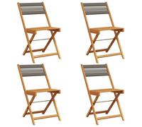(grey, 4 pcs) vidaXL Bistro Chairs Outdoor Dining Chair Solid Wood Acacia and Polypropylene