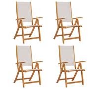 (grey, 4 pcs) vidaXL Folding Garden Chairs Dining Chair Solid Wood Acacia and Textilene