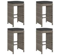 (grey, 4 pcs) vidaXL Garden Bar Stools with Cushions Pub Stool Chair Bar Chair Poly Rattan