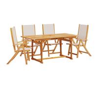 (grey, 4 piece/rectangular) vidaXL Garden Dining Set 5 Piece Table & Chair Solid Wood Acacia and Textilene