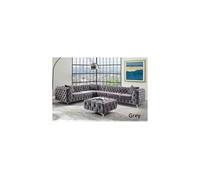 (Grey, 4 Seater Left Hand Facing) SNOOZE Online Chesterfield Corner Sofas 4, 5 and 6 Seater For Living Room, Upholstered Plush Fabric