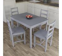(Grey, 4 Seater) Yorkshire Home Wooden Dining Table & Chairs Set