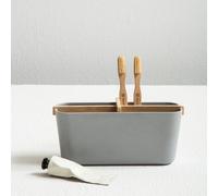Premier Housewares Canyon Grey Detachable Makeup Drawer Organizer With Bamboo Fibre Eco-Friendly, Versatile Storage Solution Over The Door Bathroom Organizer, 8x10x21cm