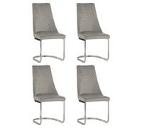 (Grey, 4) Soft Velvet With Silver Chrome Frame Dining Chairs